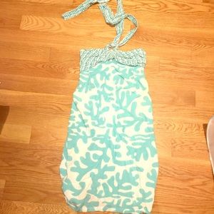 Blue and white halter sun dress